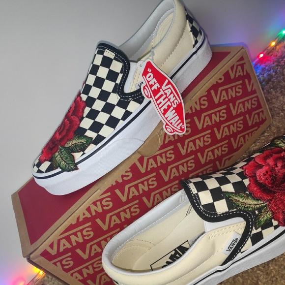 Checkerboard floral slip-on vans - Picture 7 of 7